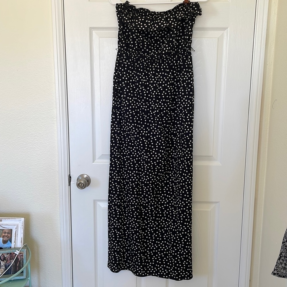 B/W polka dot, Strapless dress. L